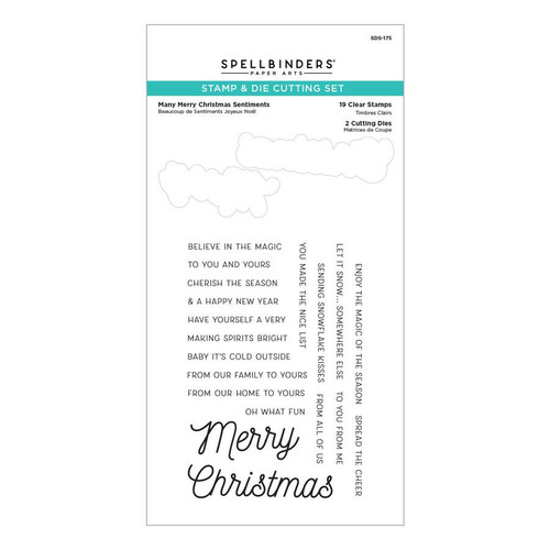 Many Merry Christmas Sentiments, Spellbinders Stamp & Die Set -