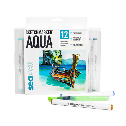 Sea 12, Sketchmarker Aqua Watercolor Marker Set -