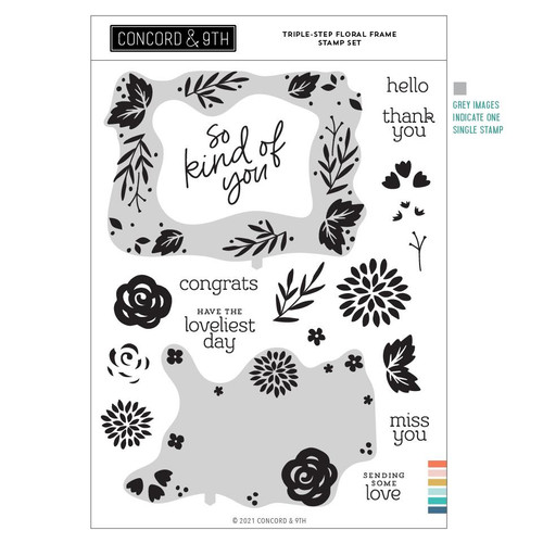 Triple-Step Floral Frame, Concord & 9th Clear Stamps -